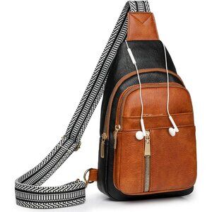 Women Leather Crossbody Bag Small Sling Pack Travel Cycling Purse